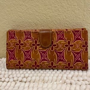 Beautiful Tan/Red Floral Leather Wallet